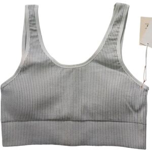 Good American White/Gray Ribbed Padded Sports Bra SZ 4/5